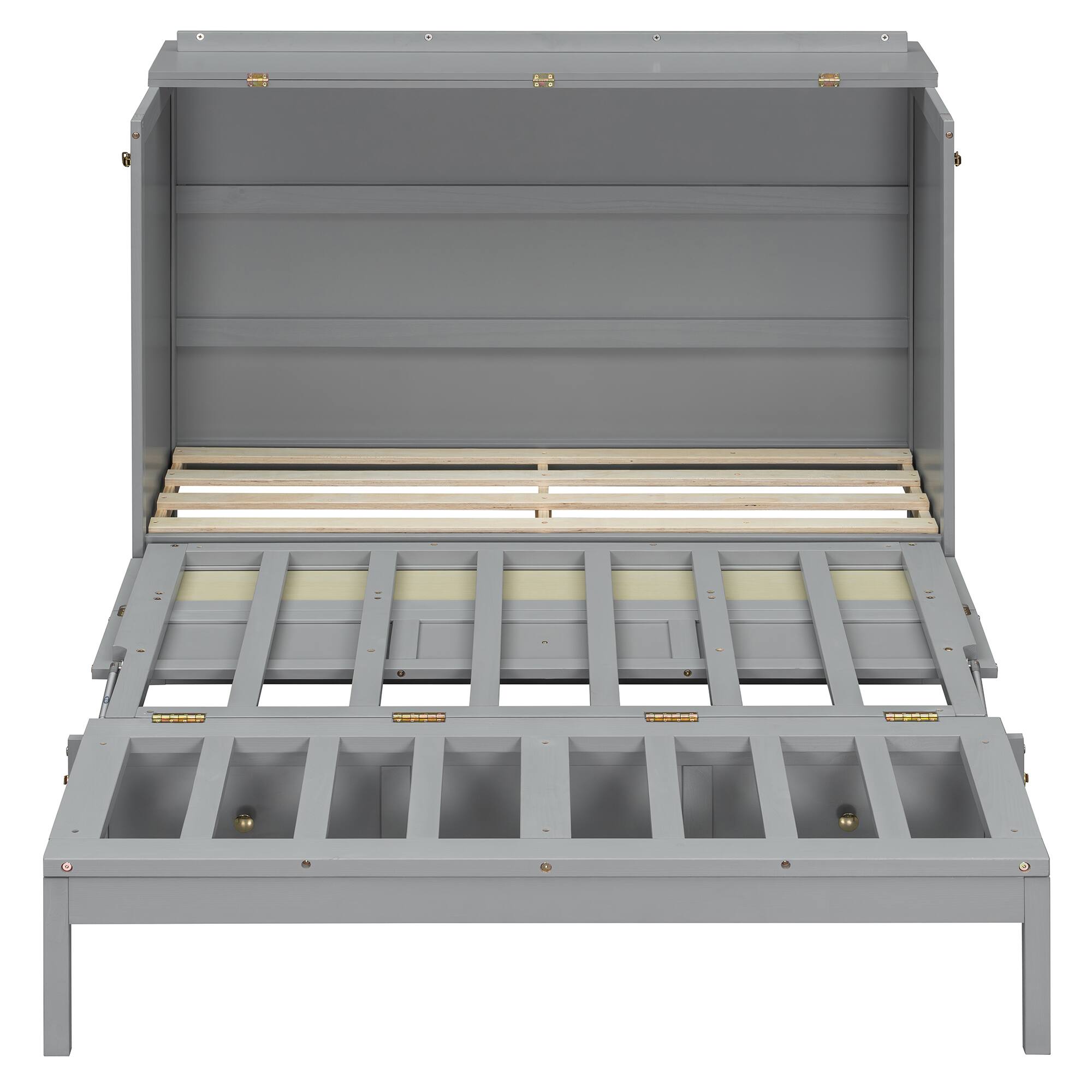 Alt View 1. Whisen - Full Size Murphy Bed,Space-Saving Foldable Bed Frame with Storage Drawers - Gray.