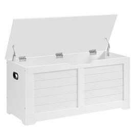 Fabibe - Farmhouse Bench White Storage Chest, with Safety Hinges, Style - Cloud White 39.4''W