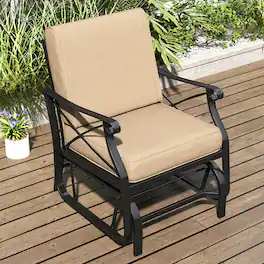 Costway - 1 PCS Outdoor Glider Rocking Chair Patio Gliding Chair Furniture with Metal Frame - Black,Brown