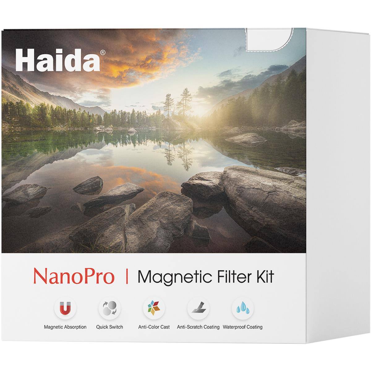 Haida NanoPro | Magnetic Filter Kit  
- Magnetic Absorption  
- Quick Switch  
- Anti-Color Cast  
- Anti-Scratch Coating  
- Waterproof Coating