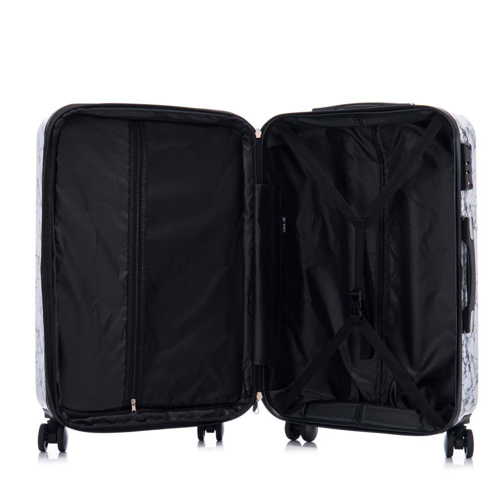 Back. BreeBe - 3-Piece Luggage Set 20/24/28", PC Hard Shell Suitcases with Universal Wheels, Password Lock, Large Capacity & Easy Carry - White,Gray.