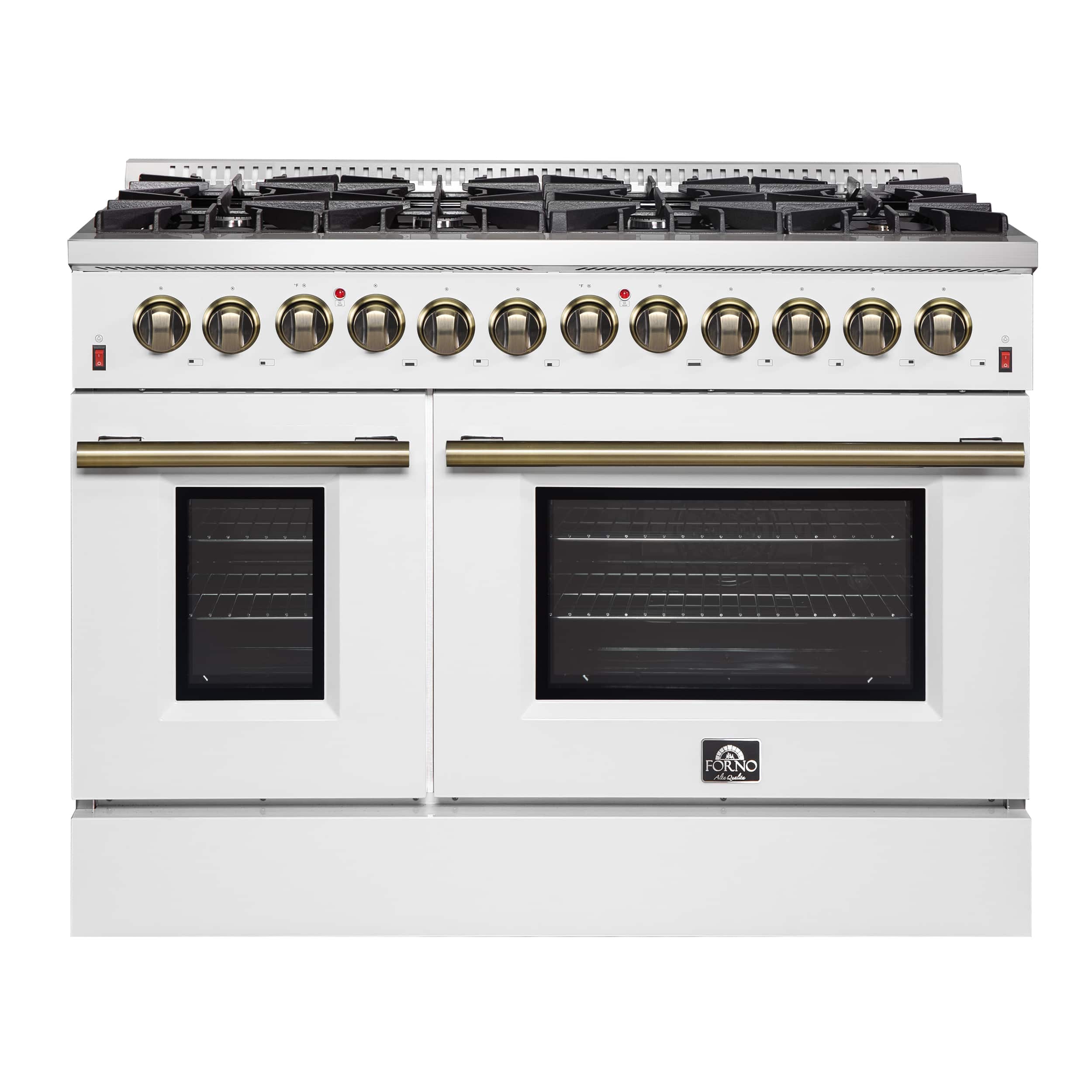 Front. Forno Appliances - Galiano 6.58 Cu. Ft. Freestanding Dual Fuel Range with Convection Oven and Griddle - White Door.