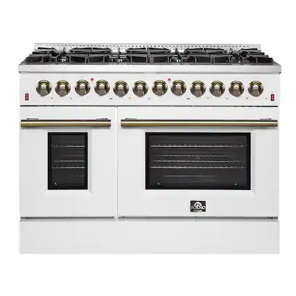 Front. Forno Appliances - Galiano 6.58 Cu. Ft. Freestanding Dual Fuel Range with Convection Oven and Griddle - White Door.