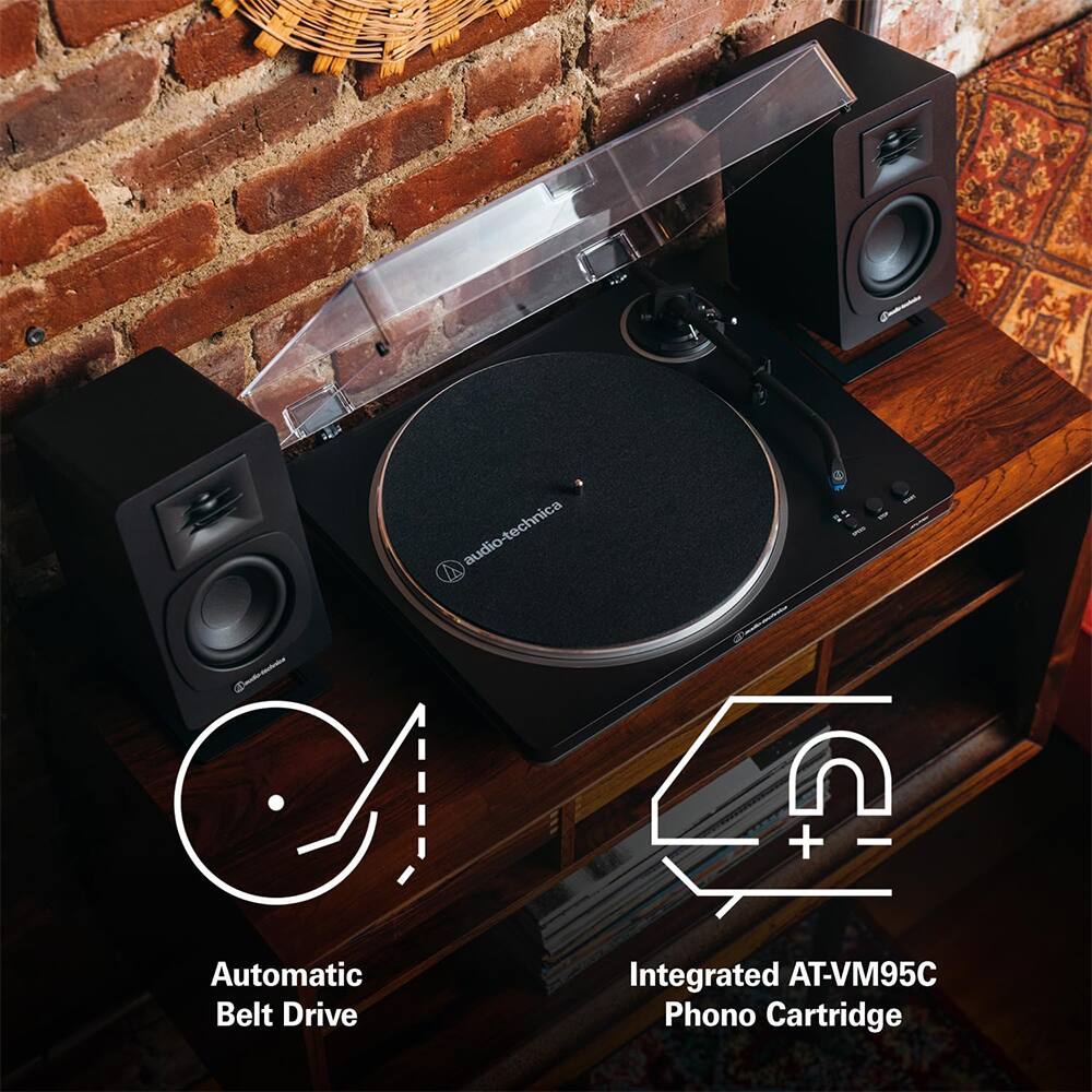 - Audio-Technica Automatic Belt Drive
- Integrated AT-VM95C Phono Cartridge