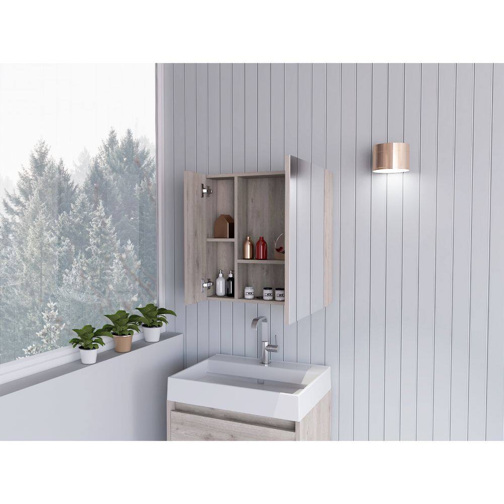 Left. TuHome - Sines Medicine Cabinet, Four Internal Shelves, Double Door - Light Gray.
