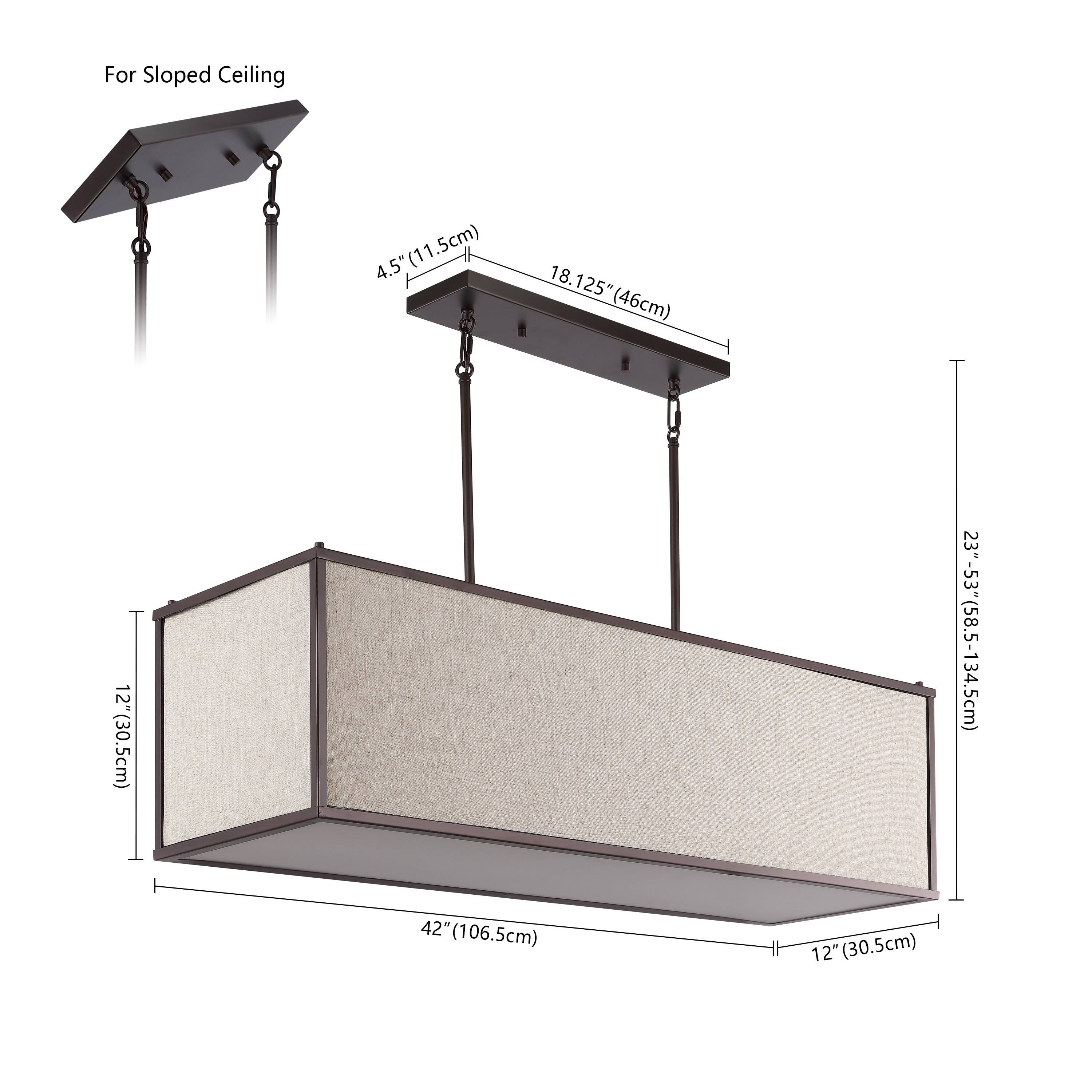 For Sloped Ceiling

4.5" (11.5cm)

18.125" (46cm)

12" (30.5cm)

23"-53" (58.5-134.5cm)

42" (106.5cm)

12" (30.5cm)