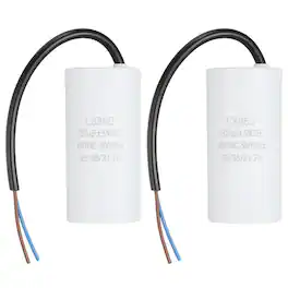 Unique Bargains - 2pcs 35uF CBB60 Run Capacitor, AC 450V 2 Wires 50/60Hz Cylinder 102x50mm for Air Compressor, Water Pump - White