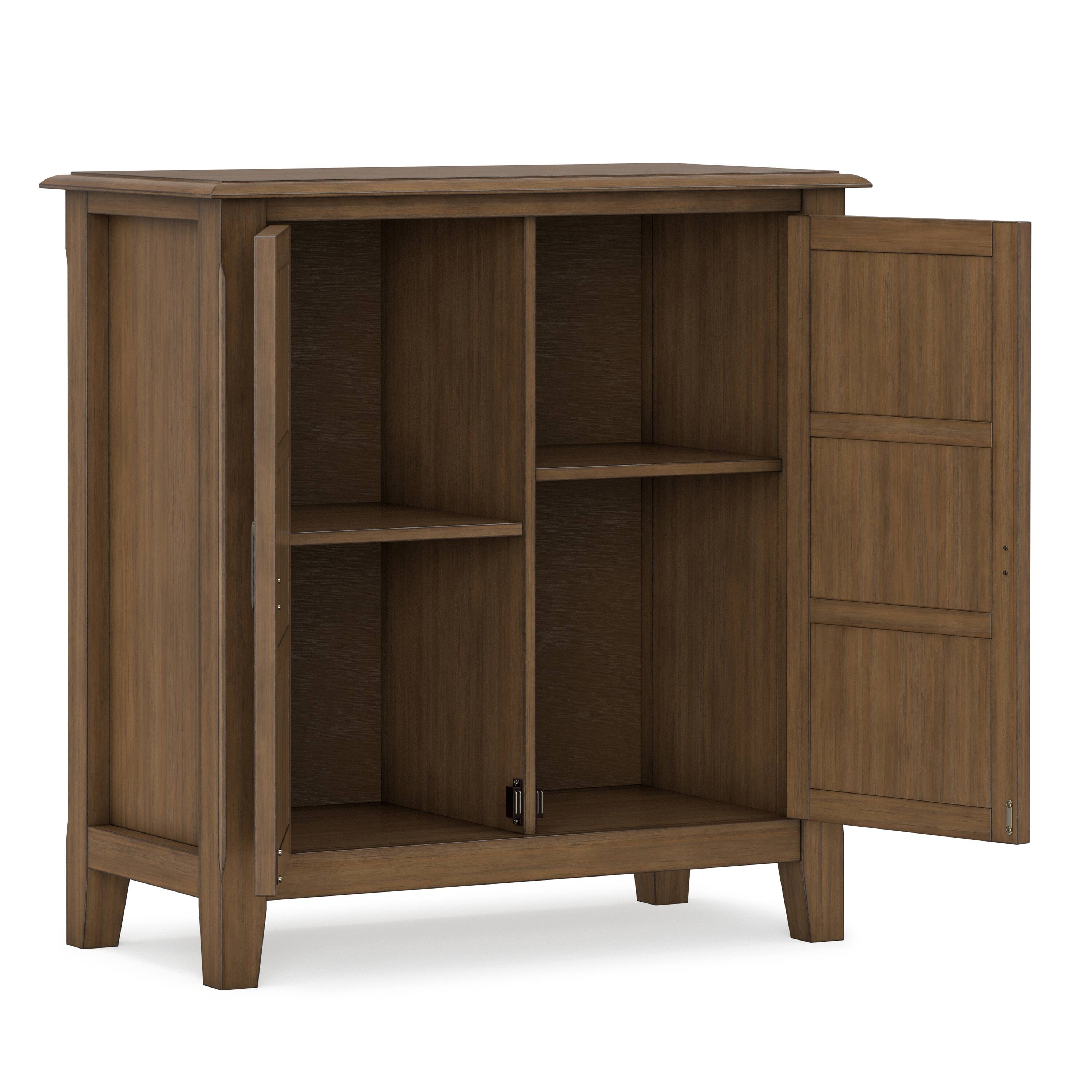 Back. Simpli Home - Burlington 30 inch Wide Solid Wood Transitional Low Storage Cabinet in Rustic Natural Aged Brown - Rustic Natural Aged Brown.