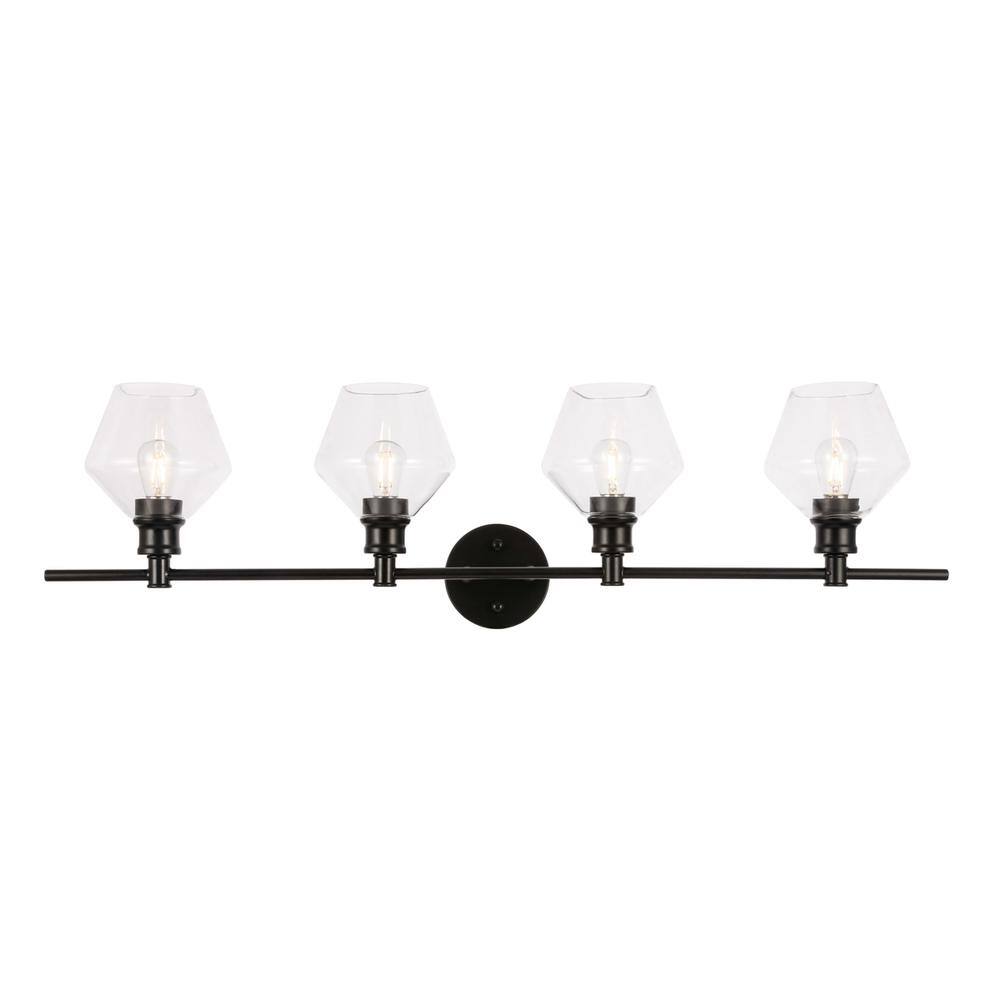 Alt View 10. Living District - Gene 4 light Black and Clear glass Wall sconce - Black And Clear Glass.