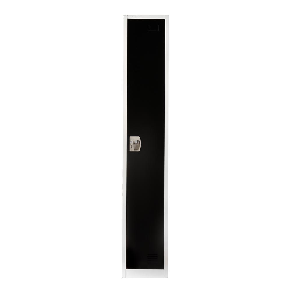 Left. AdirOffice - Storage Locker 629-Series 72" H 1-Tier Steel Key Lock 2-Shelf Locker with Key Lock - Black.