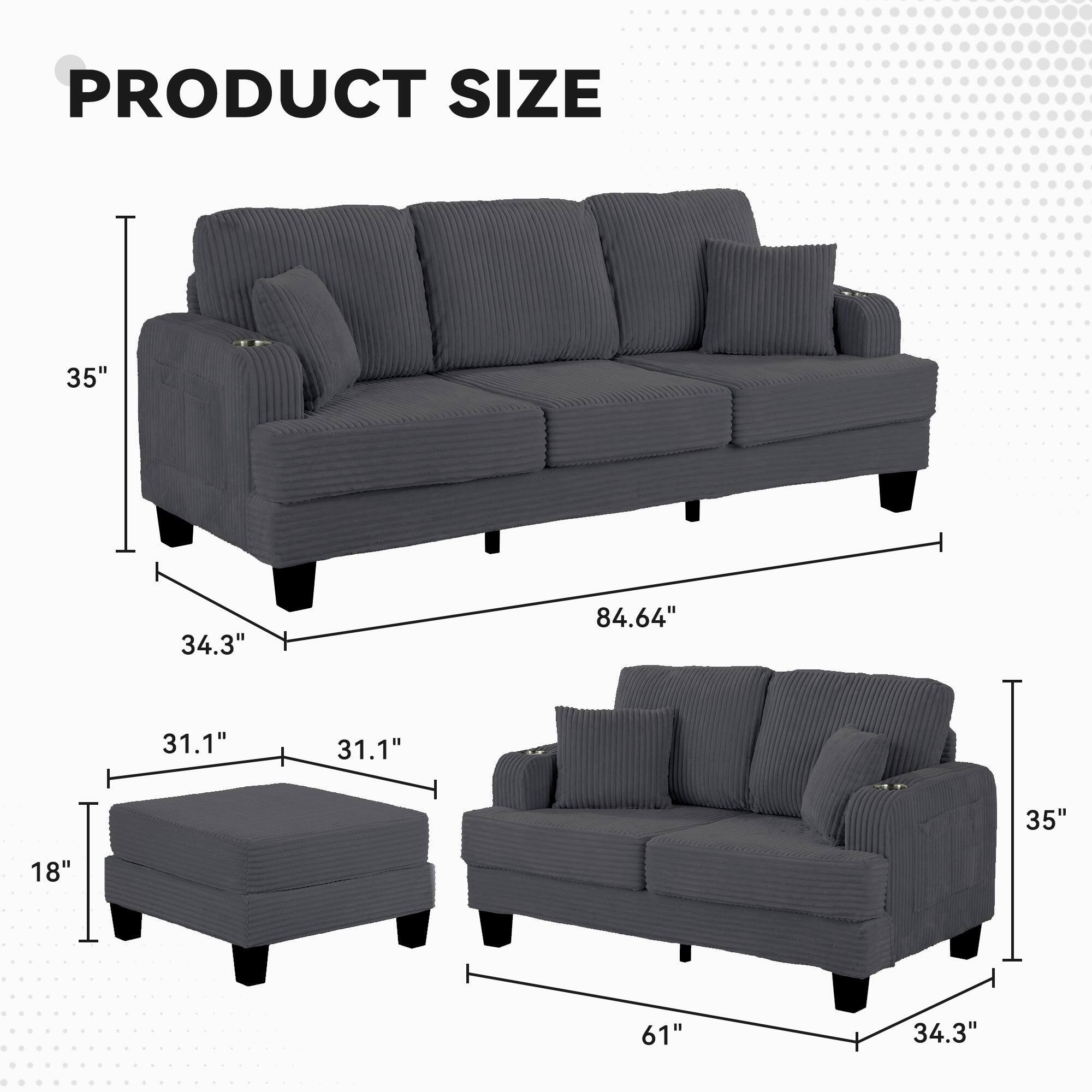 PRODUCT SIZE  
35"  
34.3"  
84.64"  
31.1"  
31.1"  
35"  
18"  
61"  
34.3"