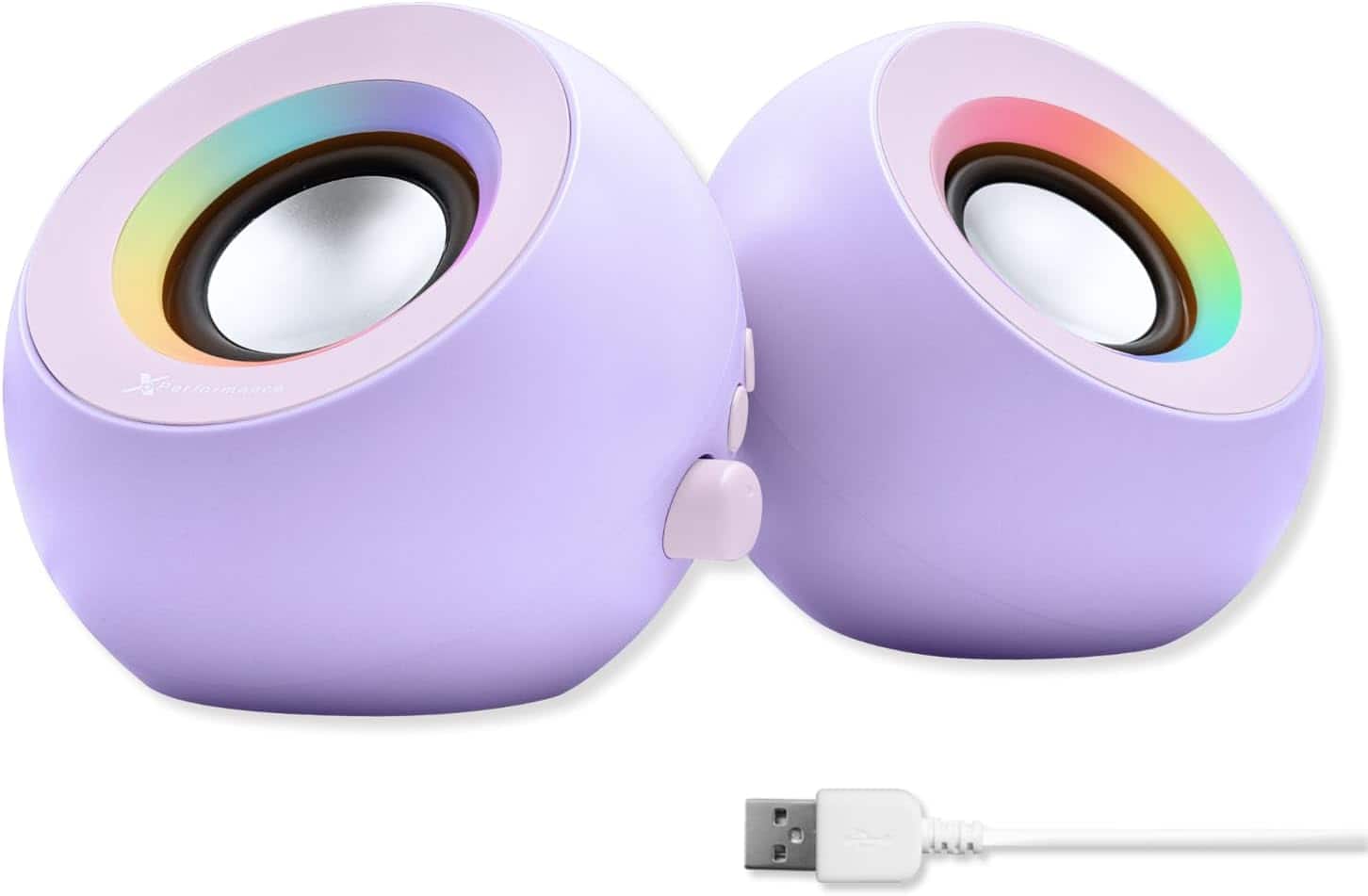 Stamp n Camp - X9 Performance Purple Computer Speakers for Desktop PC with RGB Lighting, Bluetooth, USB, and AUX - Triple Mode Dual - defualt