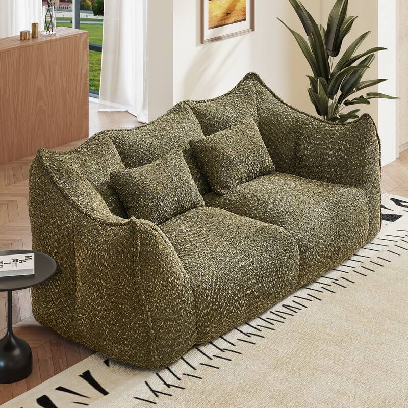 Left. Anysun - Anysun 2-Seater No Assembly Soft Comfortable Square Recliner Sofa with Armrests, High Resilience Foam - Olive Green.