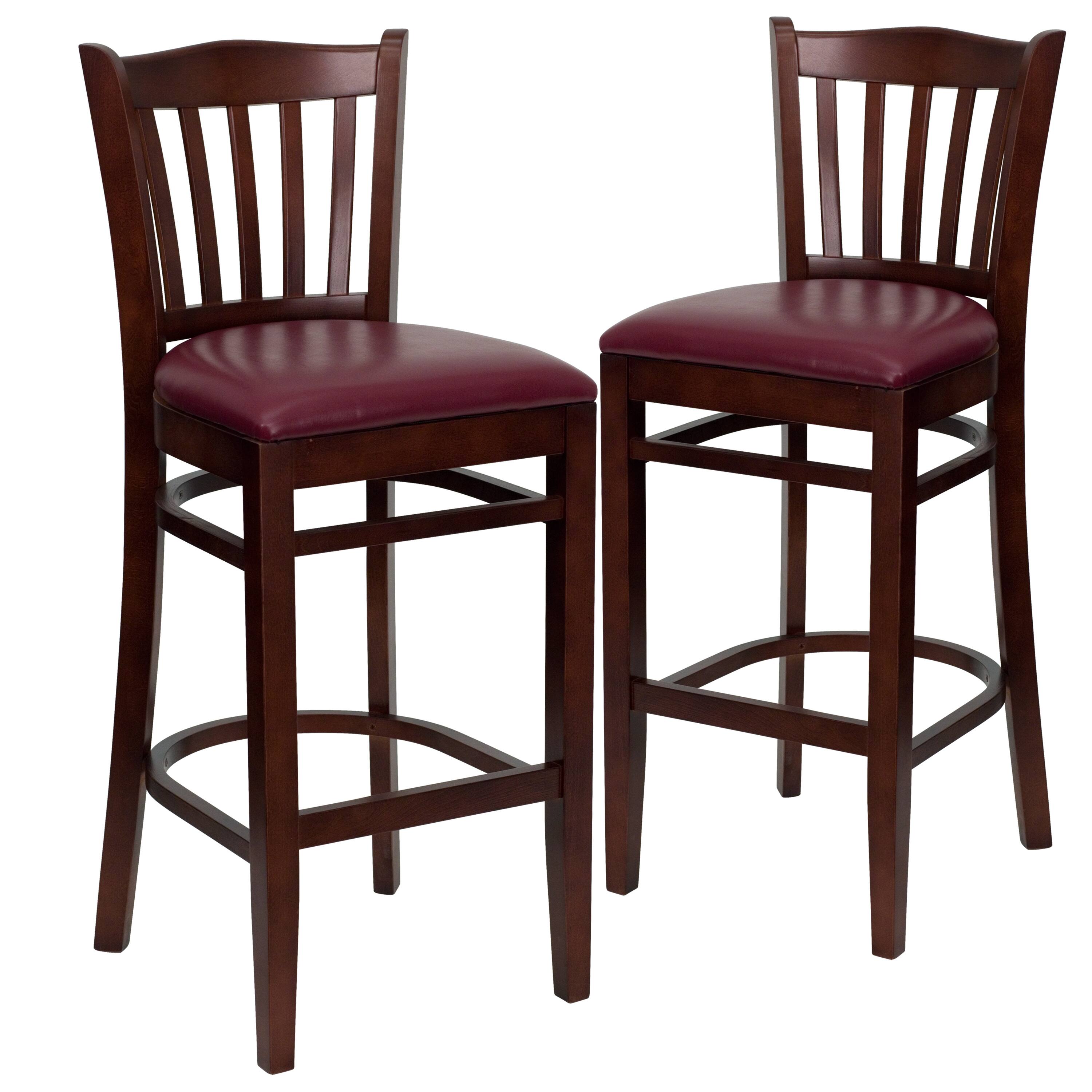 Burgundy Vinyl Seat/Mahogany Wood Frame
