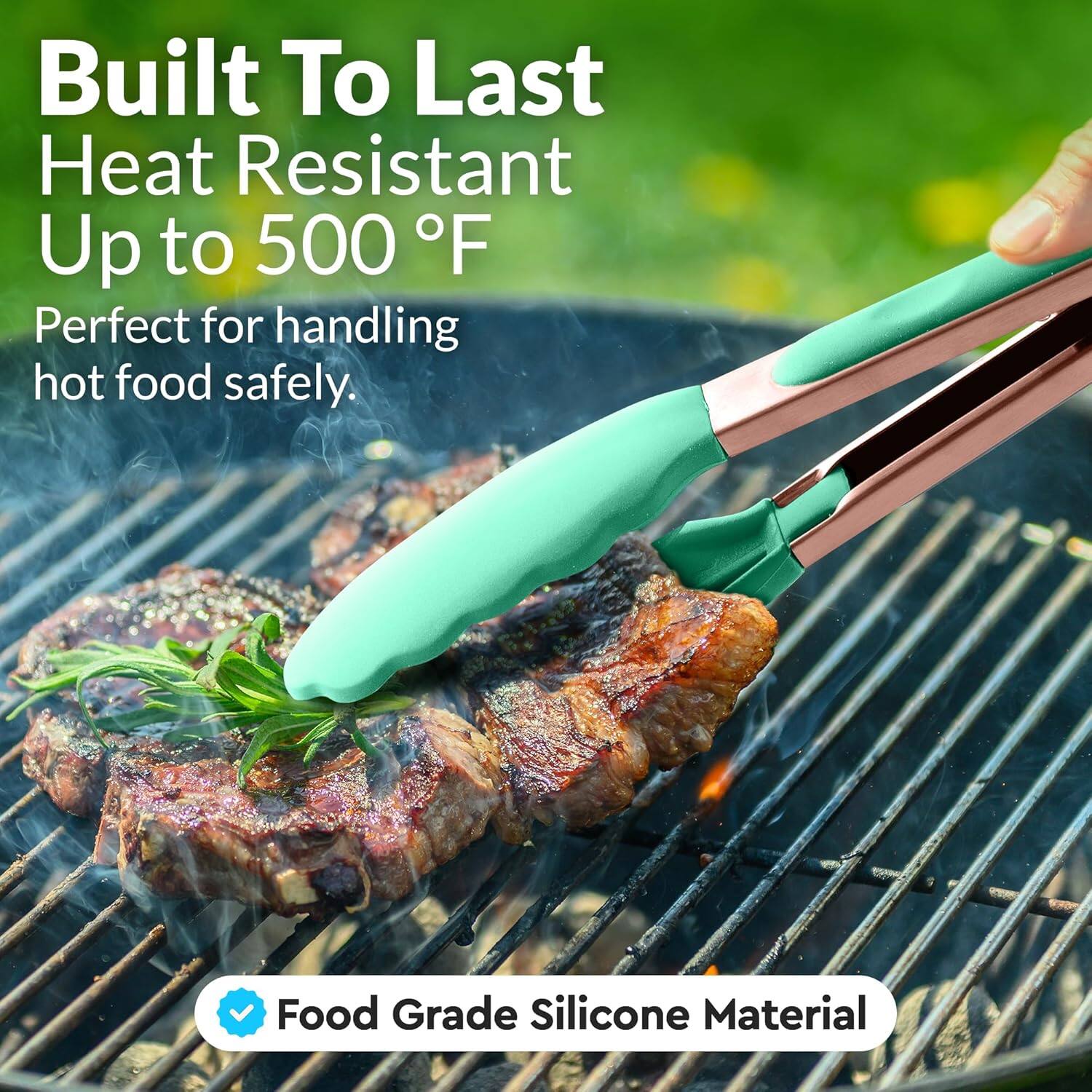 Built To Last
Heat Resistant Up to 500 °F
Perfect for handling hot food safely.
Food Grade Silicone Material
