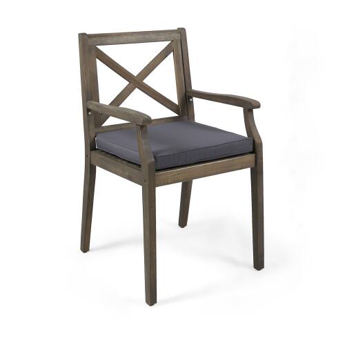 Alt View 5. Whisen - 2-Piece Outdoor Dining Chair Set with Cushions, Solid Wood Patio Seating for Backyard, Garden & Poolside - Grey.