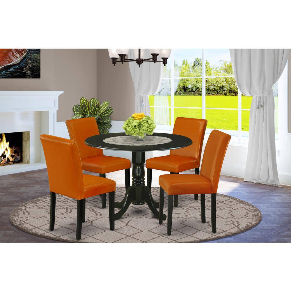 Back. East West Furniture - Dining Room Set Black - Brown.