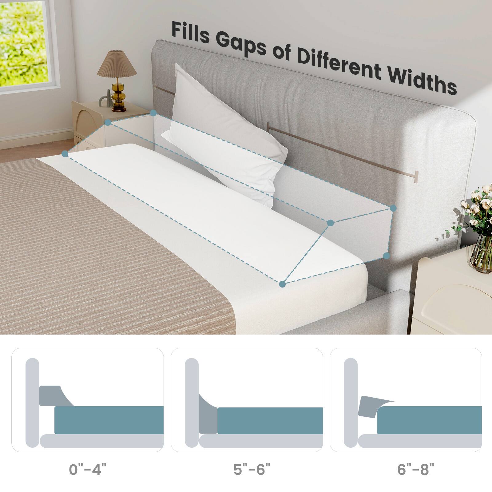Fills Gaps of Different Widths

0"-4"  
5"-6"  
6"-8"