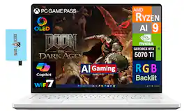 ASUS - ROG Zephyrus G14 Laptop 14.0 2.8K (AMD Ryzen AI 9 370, 32GB LPDDR5X, 1TB PCIe SSD, Win 11 Pro) w/USB Hub - Platinum White