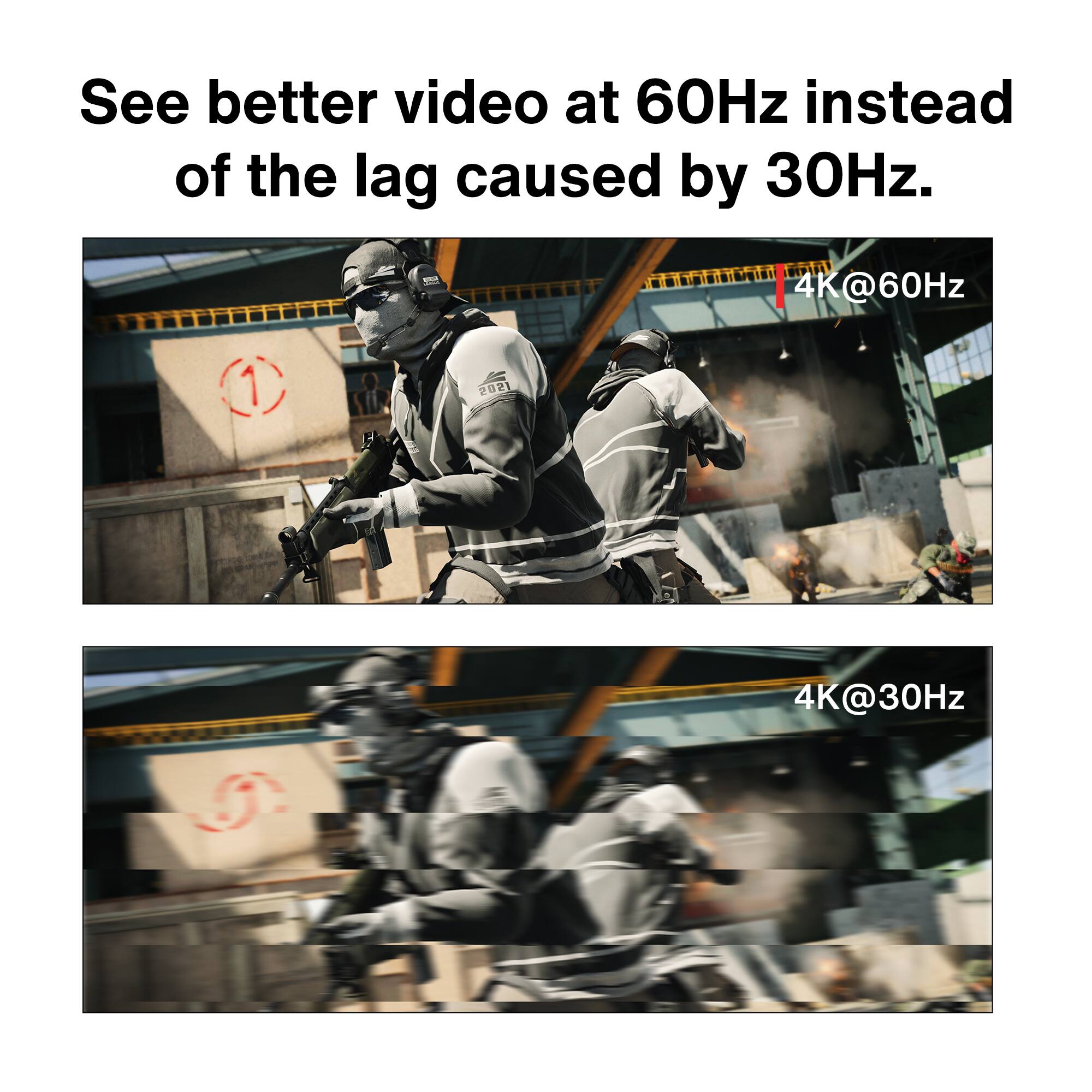 See better video at 60Hz instead of the lag caused by 30Hz.

4K@60Hz

4K@30Hz