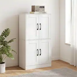 Pefilos - 43.5 Inch Bathroom Cabinet, Storage with Doors, 5-Position Adjustable Shelves - White