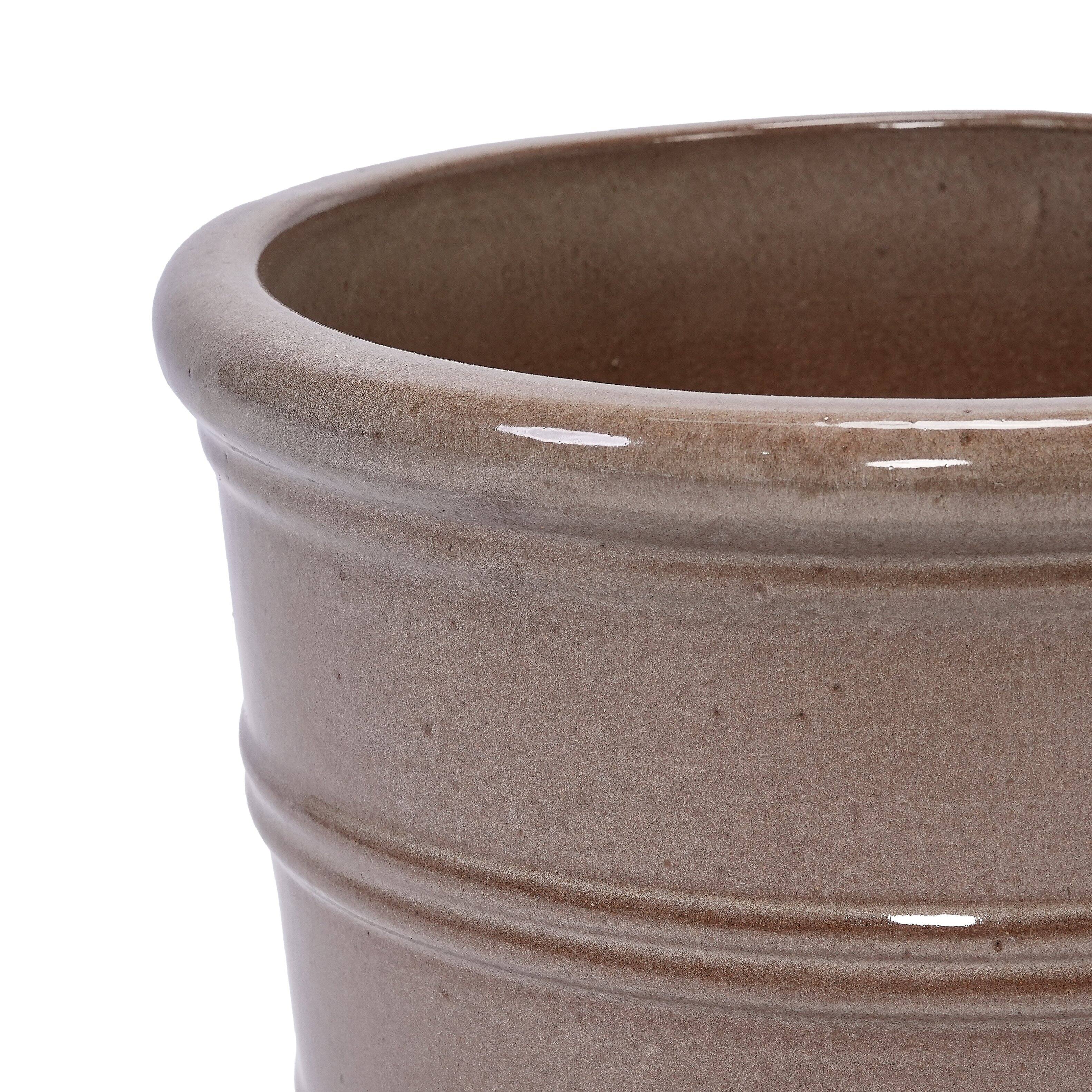 Alt View 9. Loheer - Ceramic Planter Set Loheer Handmade Taupe Plant Pots Set of 3 for Succulents Herbs Indoor Outdoor 16 13 10 Inch.