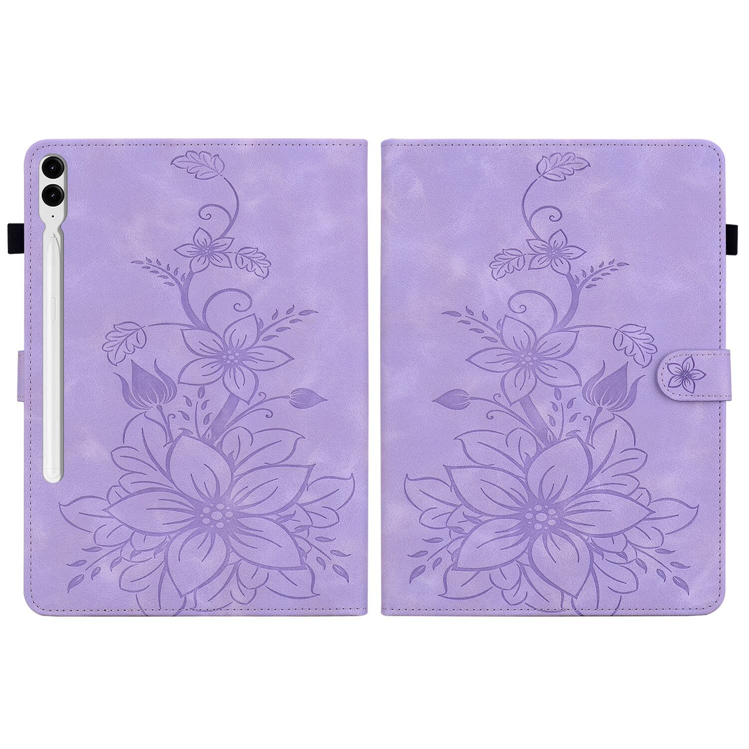 Alt View 2. Dteck - Case for Samsung Galaxy Tab S9+/S9 Plus 12.4" 2023 (SM-X810),Embossed Pattern PU Leather Flip Card Holder Stand Cover - Purple.