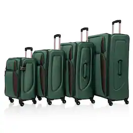 BreeBe - SoftshellLuggage Expandable 4 Piece Set Suitcase Softside Lightweight Luggage Travel Set - Dark Green