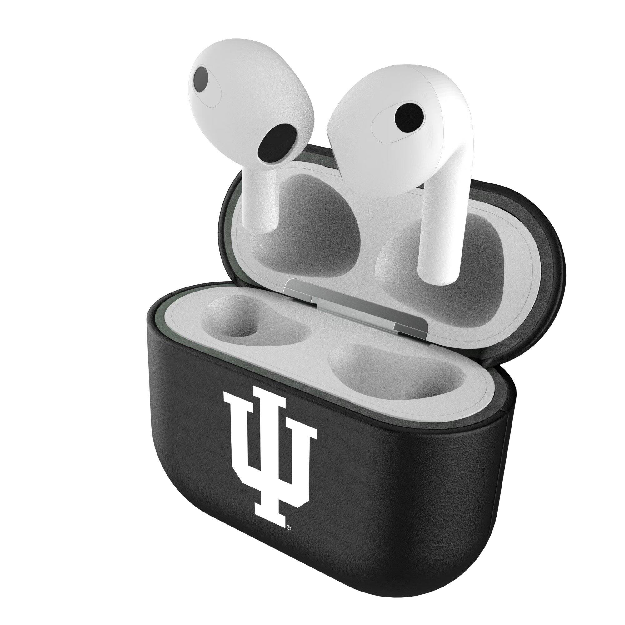 Alt View 3. Keyscaper - Indiana Hoosiers Black Indiana Hoosiers Insignia AirPods 3rd Gen Case Cover - Black.