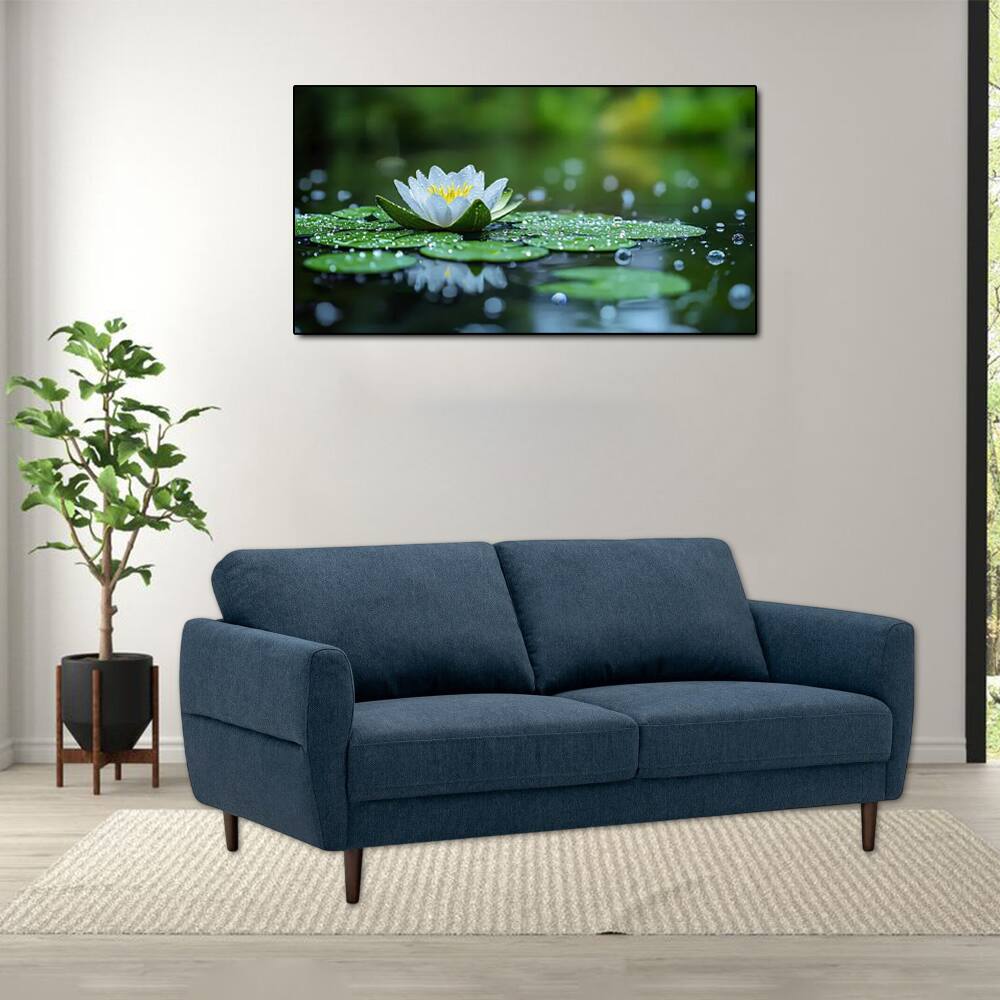 Front. Hivvago - 72-Inch Compact Fabric Loveseat Couch with Sturdy Solid Frame - Navy.