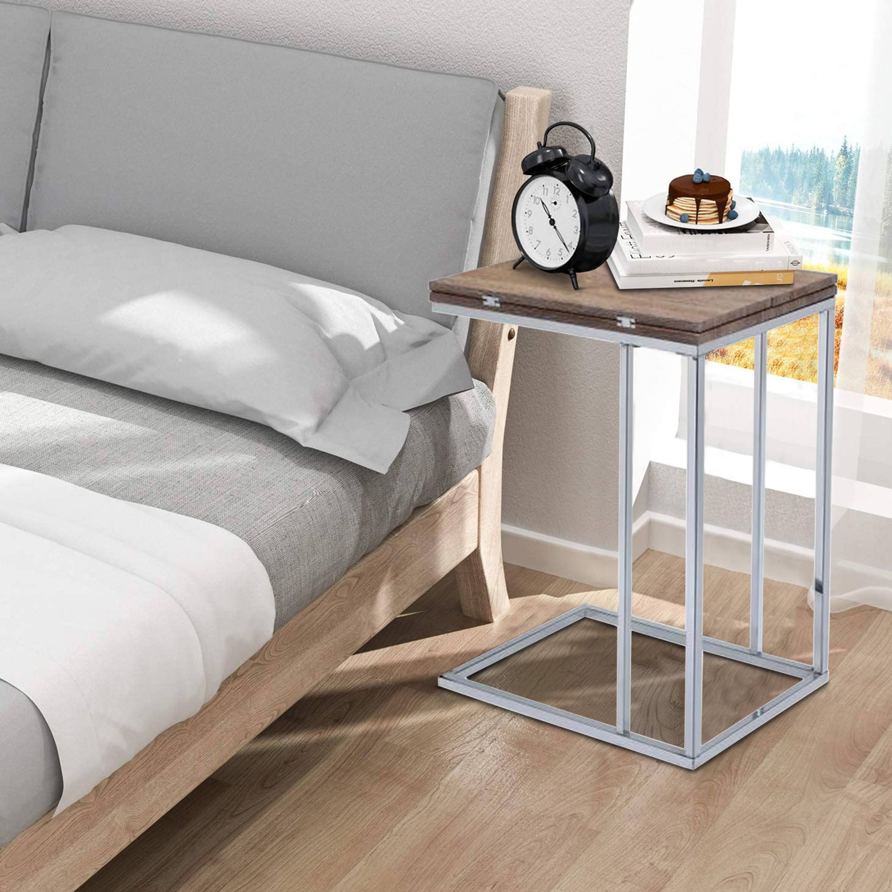 Alt View 5. Manhattan Lane - Vogue Side Table, Weathered Oak & Chrome - Oak & Chrome.