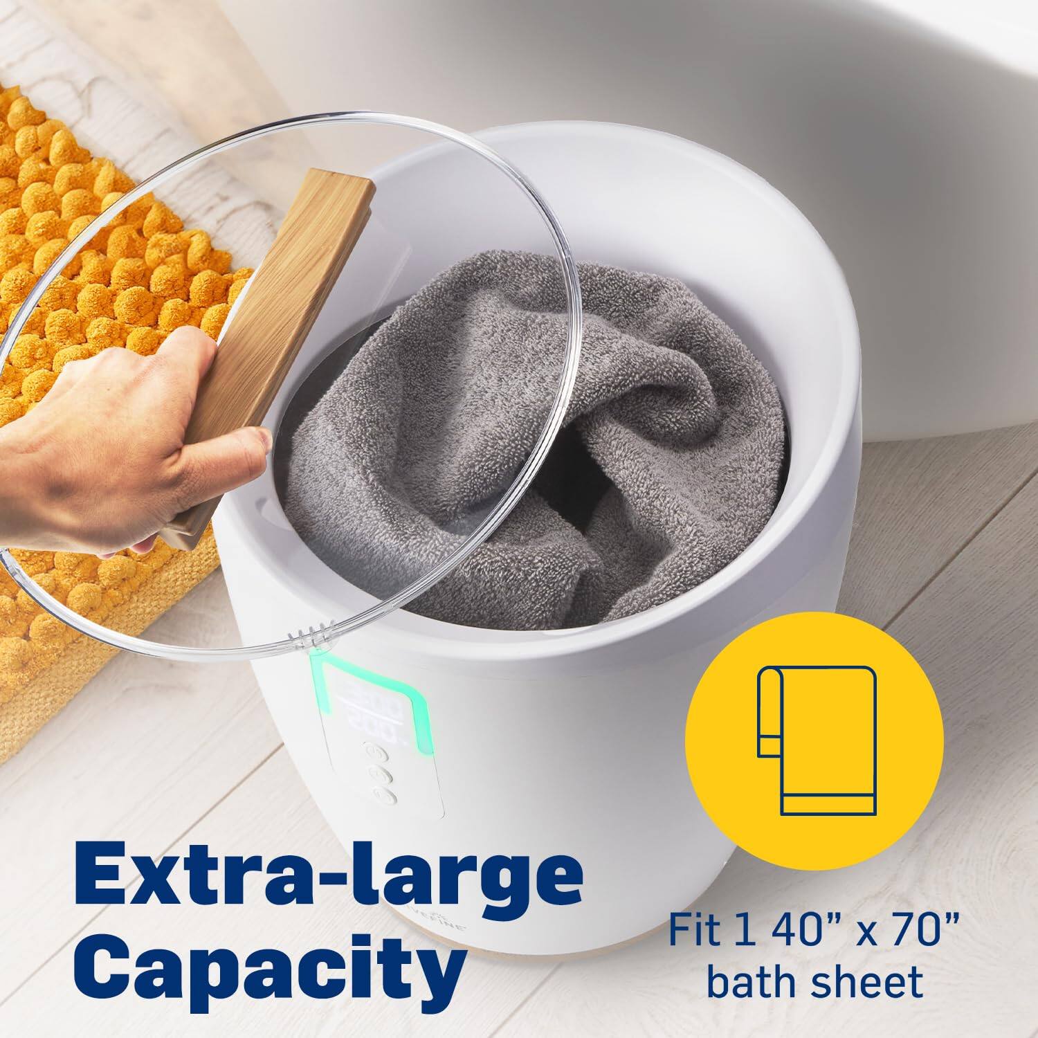 Extra-large Capacity  
Fit 1 40" x 70" bath sheet