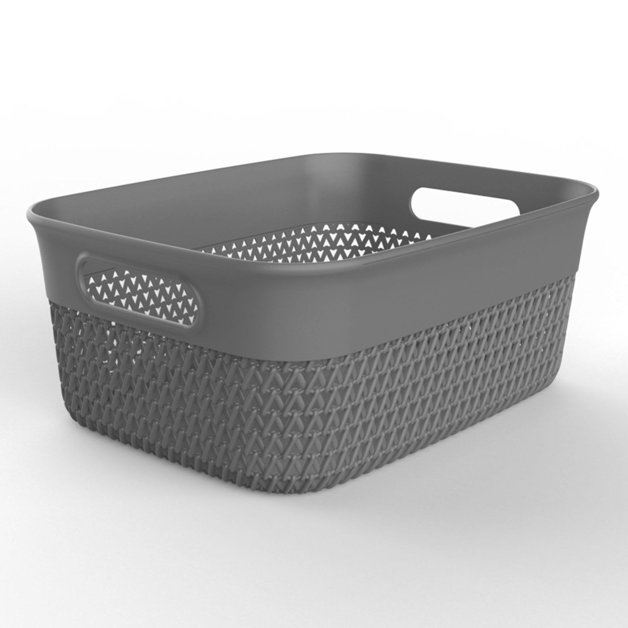 Alt View 5. Life Story - Life Story 10 Qt Decorative Storage Basket, Medium Plastic Home Organizer, Gray - Gray.