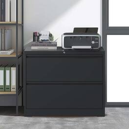 Anysun - 2-Drawer Lateral Filing Cabinet with High-Security Lock Features - Black