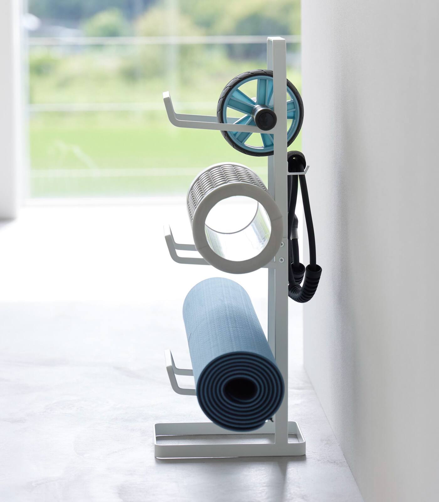 Alt View 2. Yamazaki Home - Fitness Equipment Storage Rack - White.