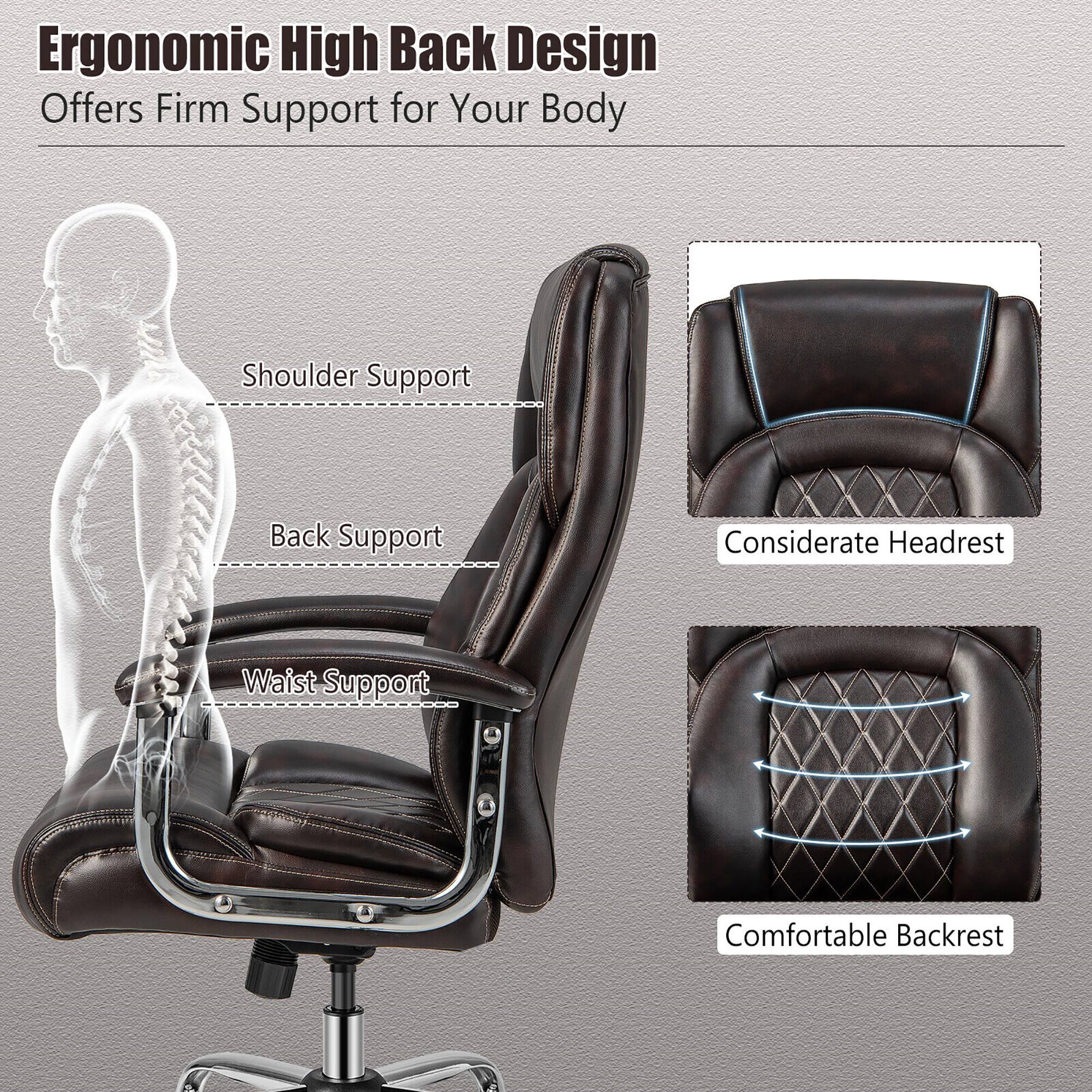 Ergonomic High Back Design Offers Firm Support for Your Body
Shoulder Support
Back Support
Considerate Headrest
Waist Support
Comfortable Backrest