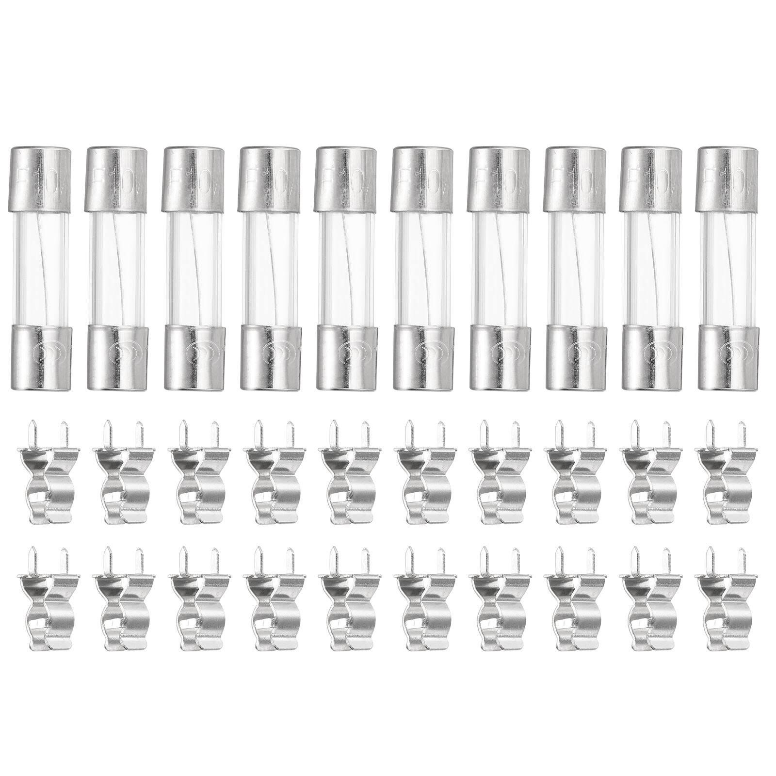 Unique Bargains - Glass Tube Fuses, 5x20mm 10A 250V Quick Fast Blow Glass Cartridge Tube Fuse with 20pcs Safety Clip 10pcs - Silver price history on PriceWatchPro
