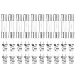 Unique Bargains - Glass Tube Fuses, 5x20mm 10A 250V Quick Fast Blow Glass Cartridge Tube Fuse with 20pcs Safety Clip 10pcs - Silver
