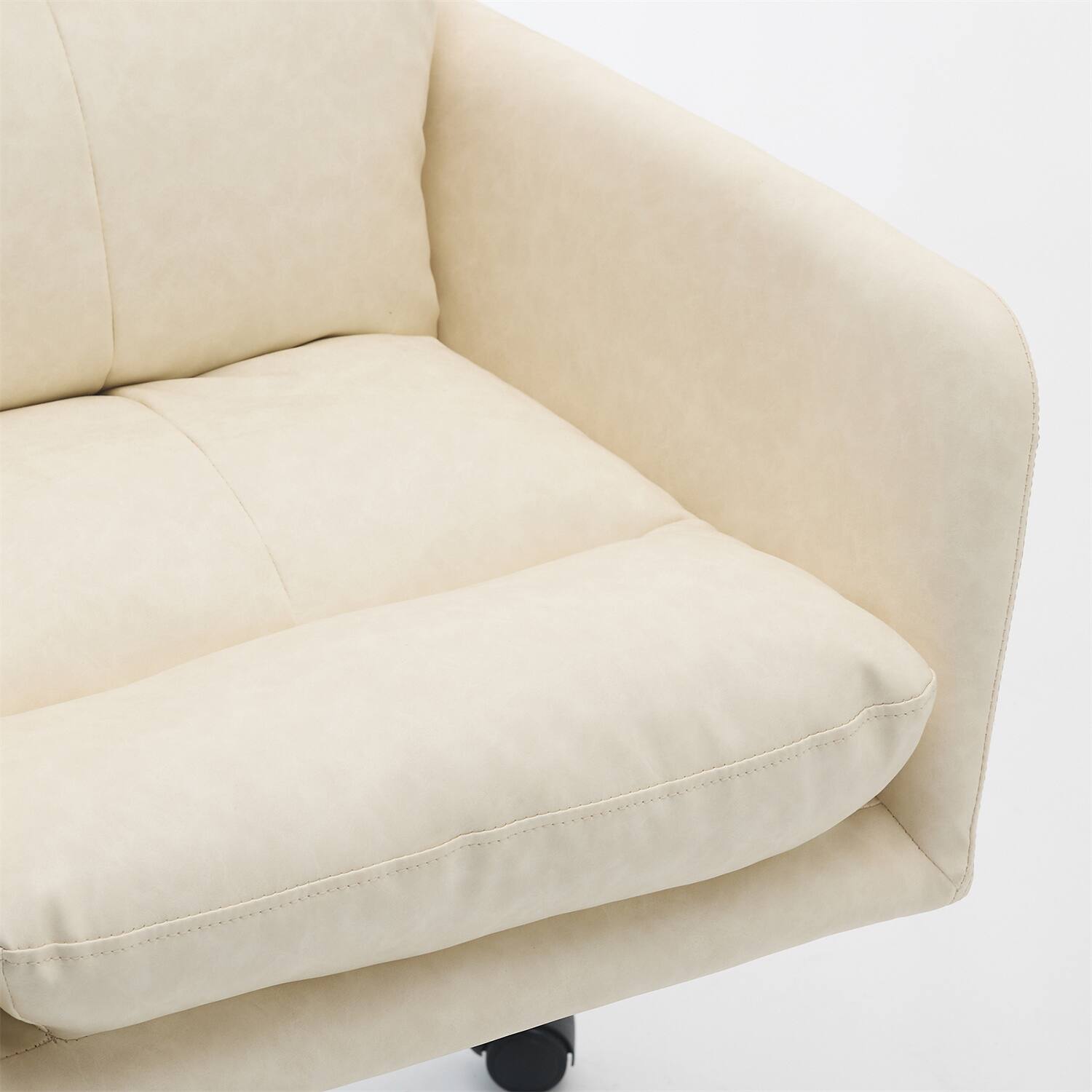 Alt View 5. Forest'nSky - White Artificial Leather Office Chair, Height-Adjustable with Black Base for Home & Office - White.