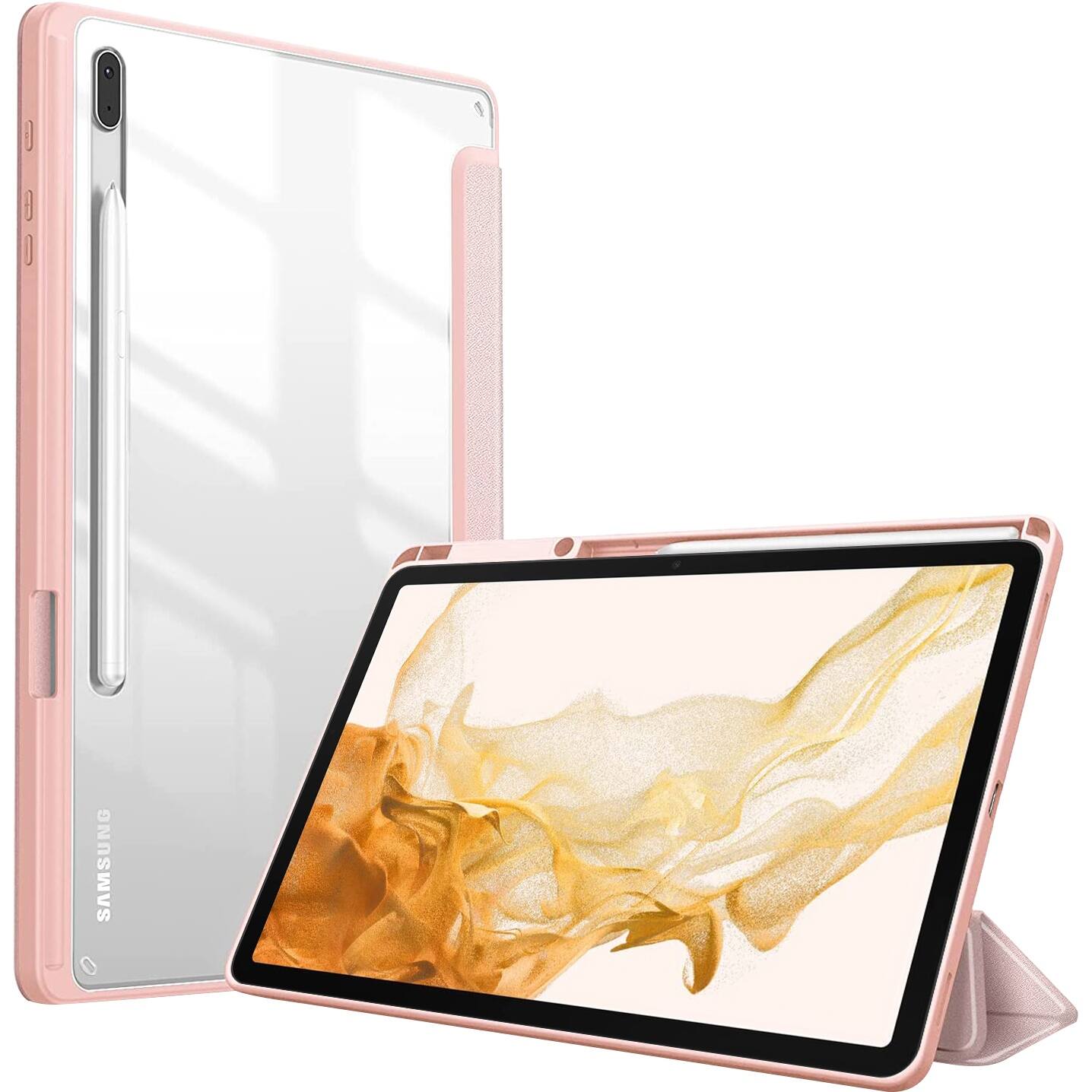 Alt View 15. SaharaCase - Folio Case for Samsung Galaxy Tab S8+ and Tab S7 FE - Clear/Pink.