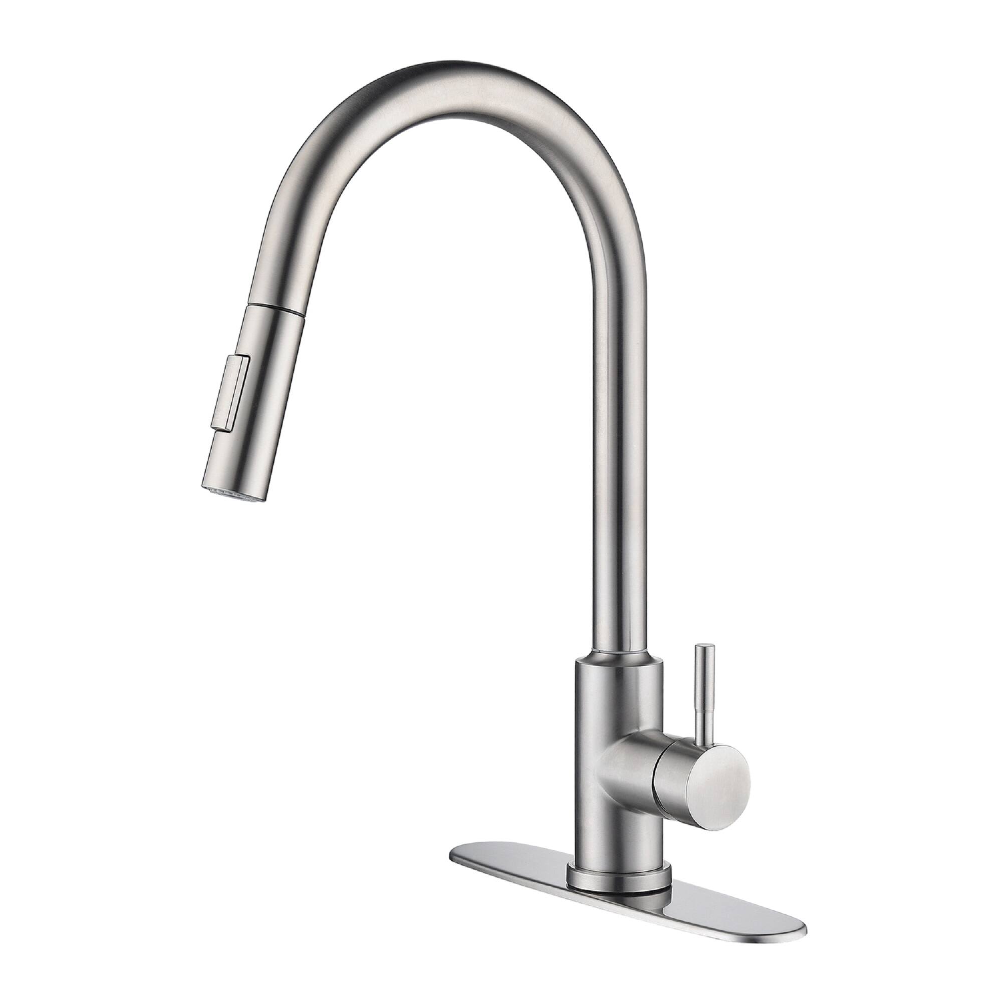Angle. Siljoy - Touch Kitchen Faucet with Pull Down Sprayer - Brushed Nickel.