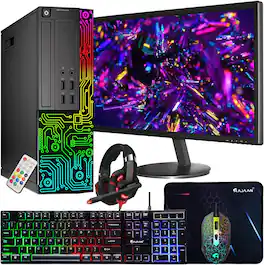 Dell - Refurbished Excellent - OptiPlex RGB PC Combo, Intel Core i7, 16GB RAM, 512GB SSD, 24'' Monitor, RGB Keyboard&Mouse&Headset, WiFi, Win11Pro - Black