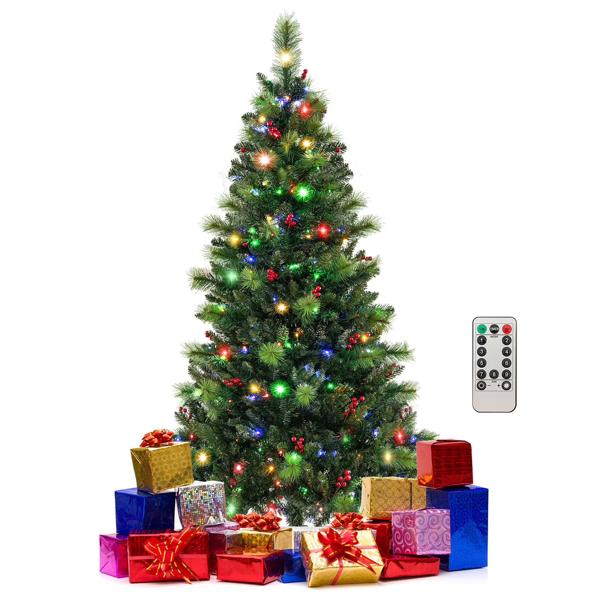 Alt View 9. Gymax - Gymax 6 FT Pre-Lit Artificial Christmas Tree w/ 670 Branch Tips & 300 Multi-Color & Warm-White LED Lights - Green.