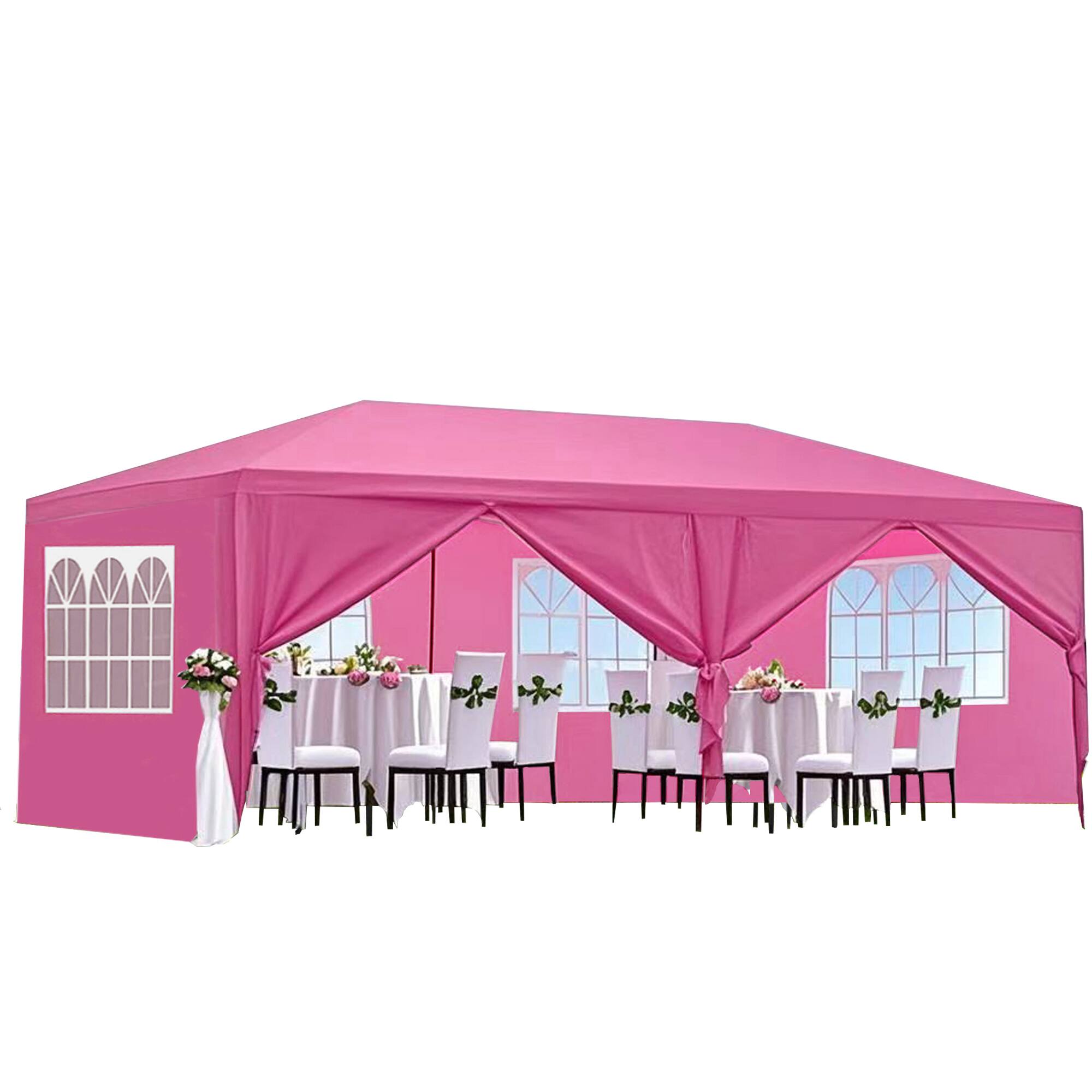 Front. Tiramisubest - 10x20' Pink Outdoor Wedding Party Canopy Tent with Removable Sidewalls - Pink.
