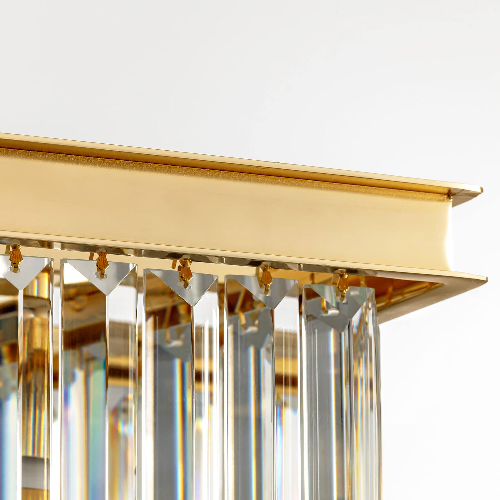 Alt View 6. Siljoy - 40-inch 7 Light Gold Crystal Linear Chandelier with Adjustable Chain for Dining Room and Kitchen Island - Gold.