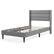 Front. Costway - Twin Bed Frame with Wingback Headboard Linen Upholstered Platform Bed - Grey.