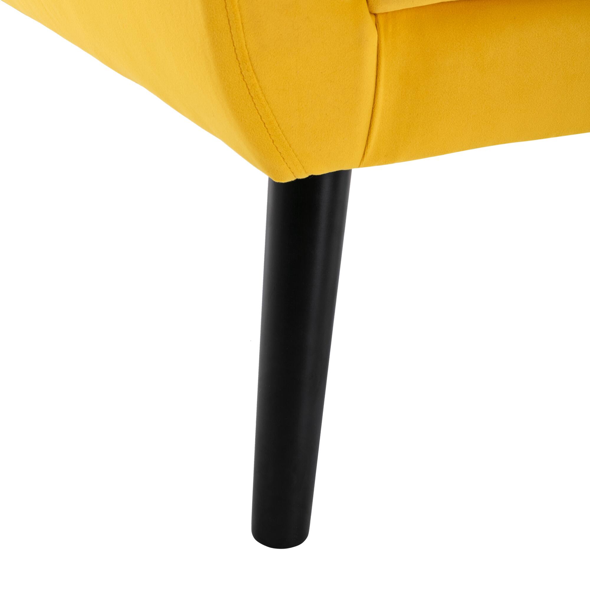 Alt View 4. GOODSILO - Luxury Velvet Upholstered Accent Chair with Ergonomic Design for Living Room and Bedroom Comfort - Yellow.