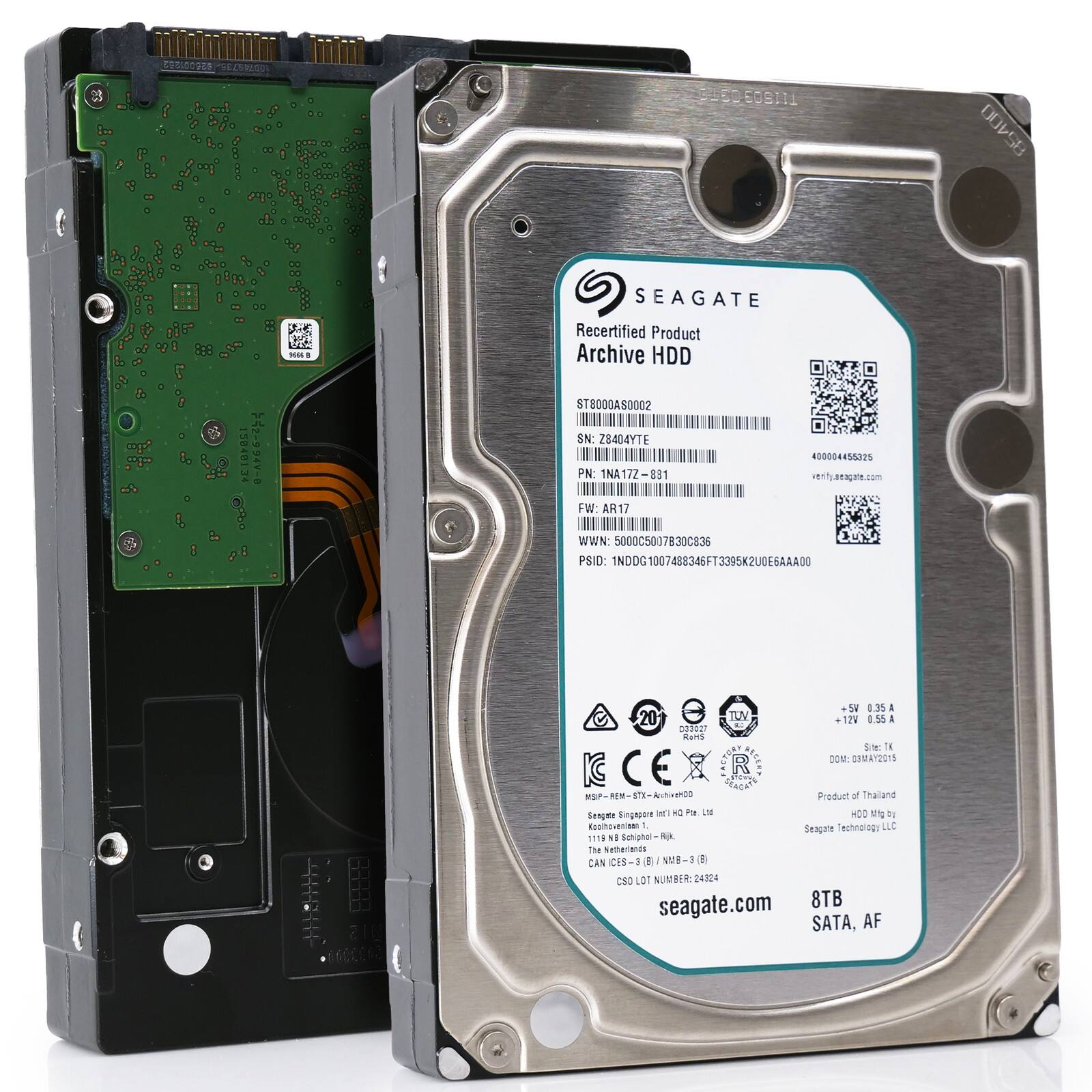 3 dincats ARSO 500I11 85400 PIS 1 SEAGATE Recertified Product Archive HDD 1RR 52-994V-8 1 ST8000A80002 SN Z8404YTE PN: INA17Z-831 831 FW: AR17 400004455325 ven7y.aeagan.com WWN: 5000C5007830C836 PSID: 1NDDG1007488346FT3395K2U0E6AAA00 .Su 0.35 I 20 TUV +12V 0.55 I addiar Lams i  DEEA DON GIMAY2015 CE R UEP - STE- AUReDO Product of Thailand Seagene Singapore NO P .M wDO S Du Ksutgignisan Sengae Tachnologi LLE 1178 8 Schighal RA The netheriante CAN F W0-1