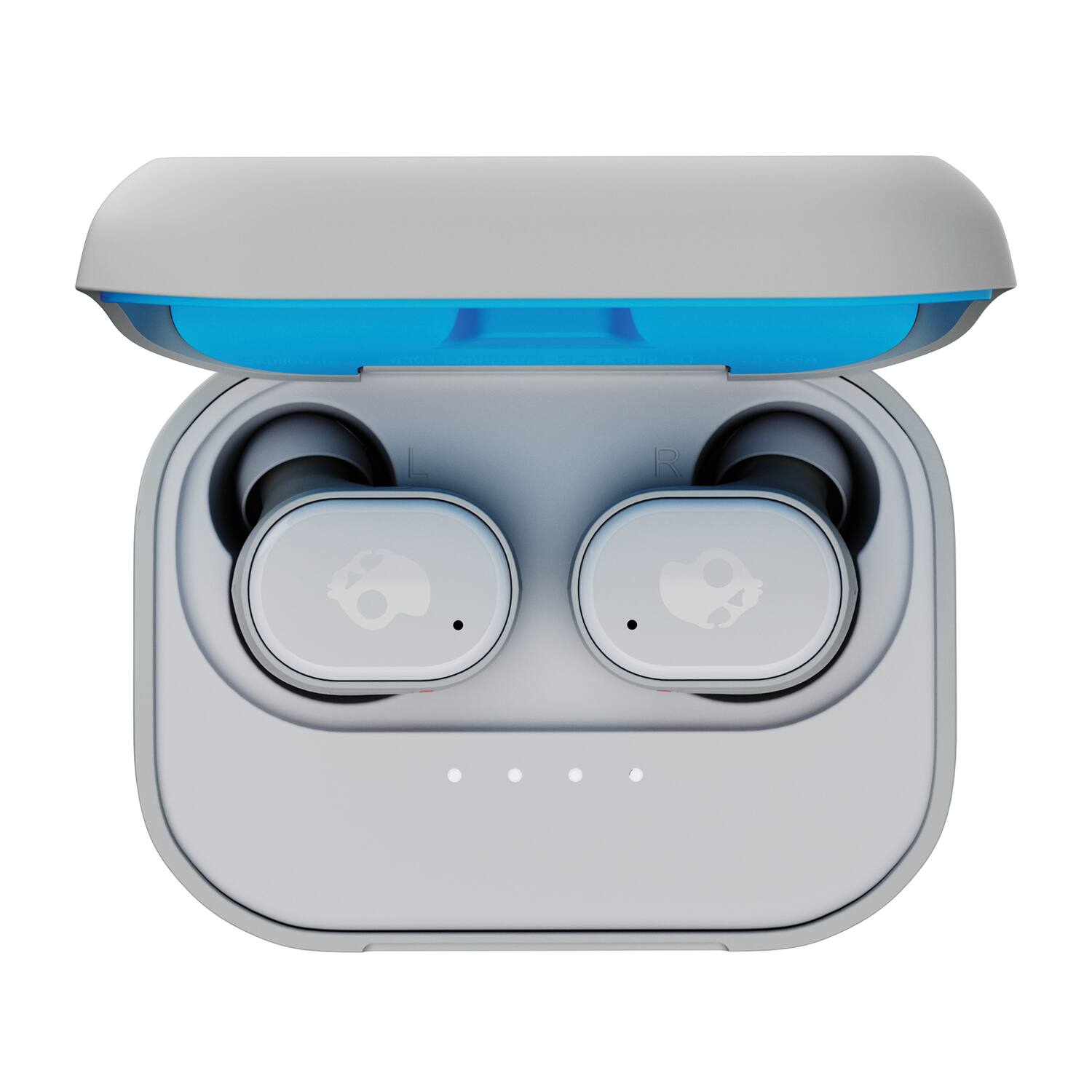 Alt View 5. Skullcandy - Grind Wireless Earbuds, Bluetooth Headphones, Up to 40 Hours Battery, Noise Isolating Fit, Customizable via Skull-iQ App - Light Grey/Blue.