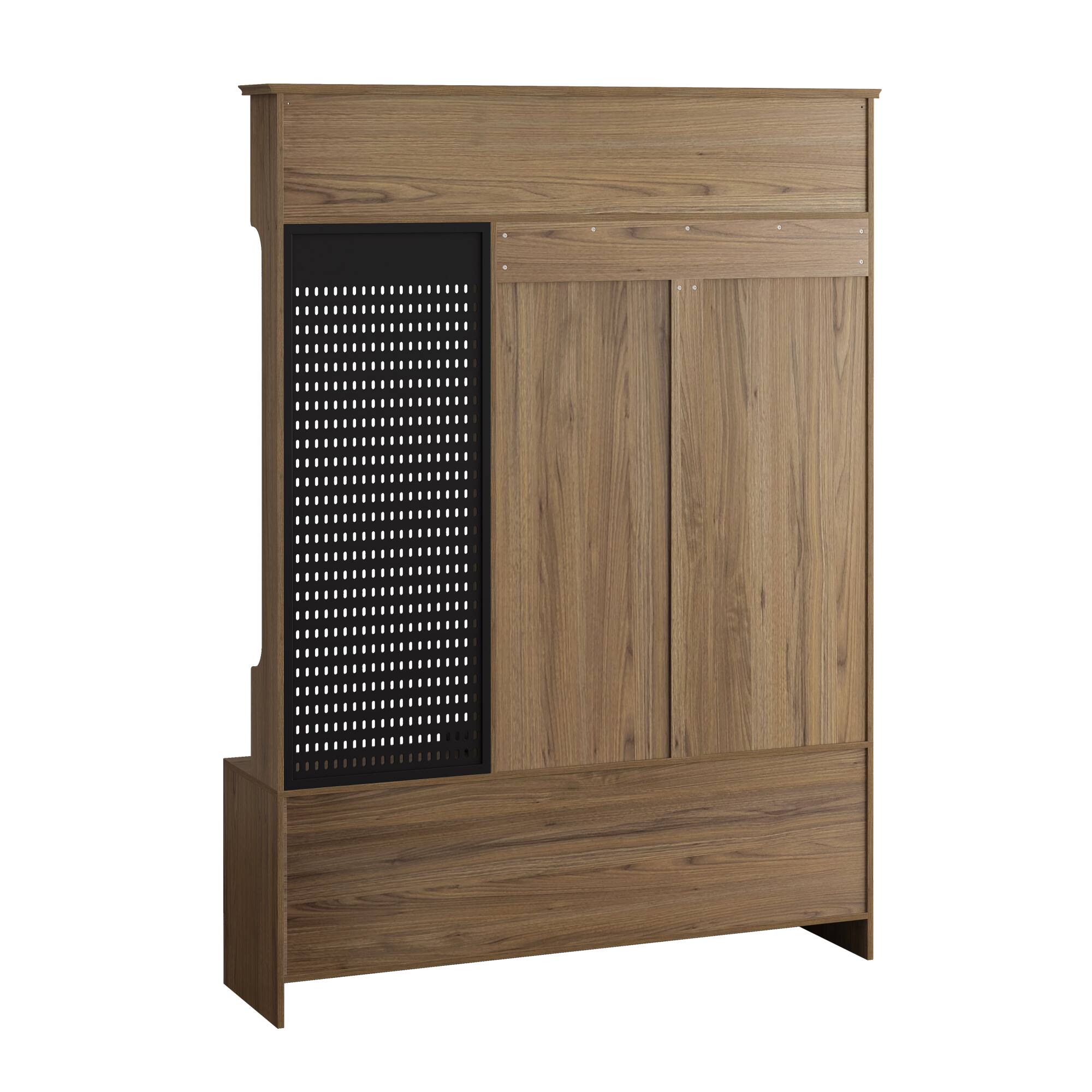 Alt View 8. GOODSILO - Multifunctional Entryway Storage Bench with Coat Rack, Shelves, and Customizable Pegboard for Organized Home Entry - Brown.